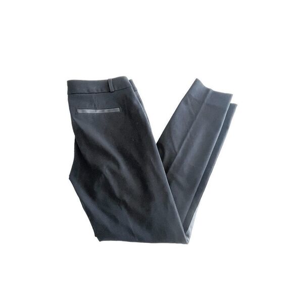 Banana Republic Womens Sloan Tuxedo Pants Trouser Tapered Black Lined Leather Si - Picture 1 of 12